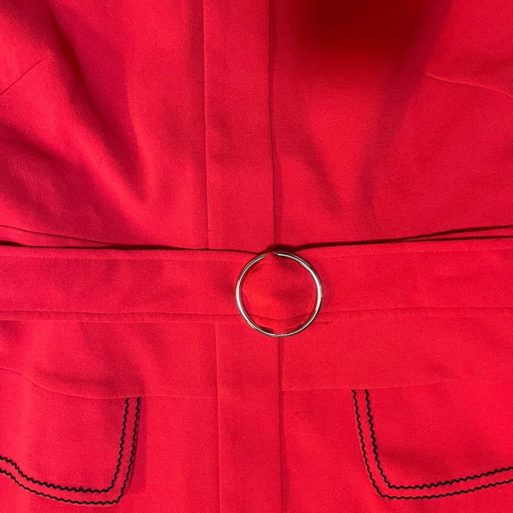 NWT - NUSH by ANUSHKA SHARMA Red A-line Sleeveless Flared Mini Dress with Belt - Picture 7 of 15